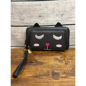 Luv Betsy Johnson‎ Black Cat Wristlet Wallet